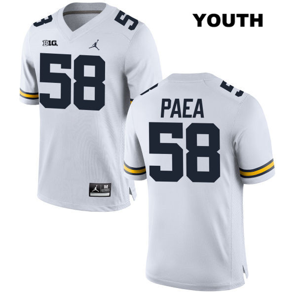 Youth NCAA Michigan Wolverines Phillip Paea #58 White Jordan Brand Authentic Stitched Football College Jersey QQ25M34KC